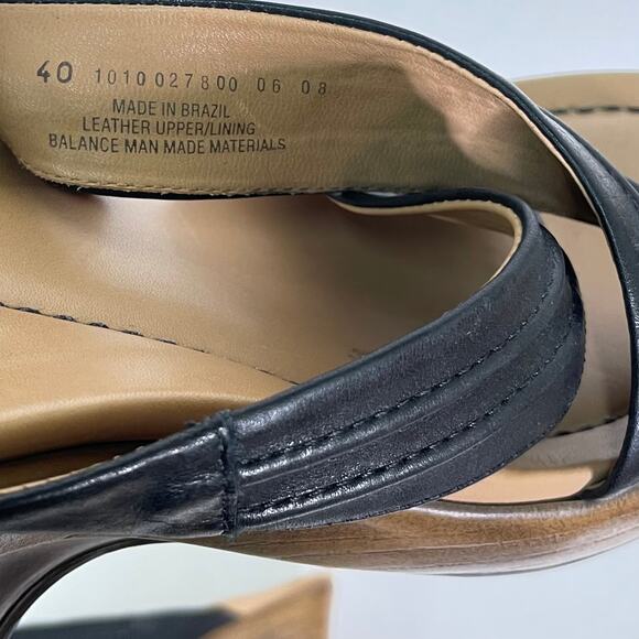 Dansko Necci Black Leather Criss Cross Slip on 3" Wedge Slide Sandals Sz 9.5/40 - Picture 5 of 8